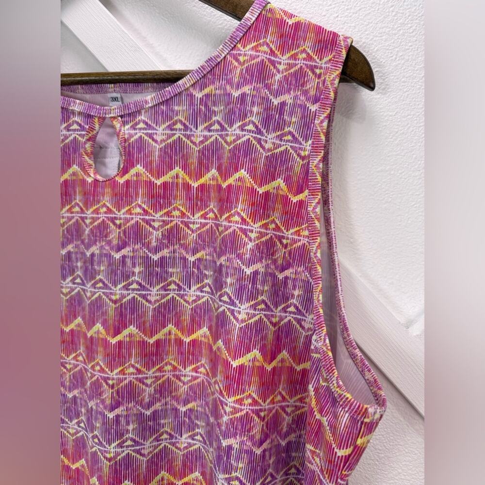 Nuu Muu Classic Keyhole Original Exercise Dress Pink Geometric Size 3X - Picture 2 of 9